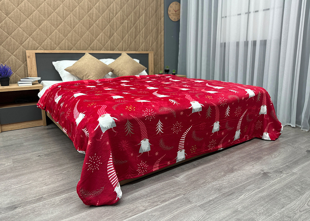 Плед-покривало Decorator WellSoft 200х220 см з різдвяним принтом Червоний (87-181) Київ - фото 5