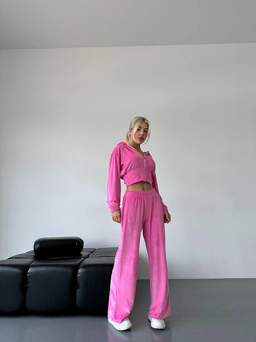 Жіночий стильний прогулянковий костюм двійка: кофта і штани велюр-плюш Одеса - фото 3