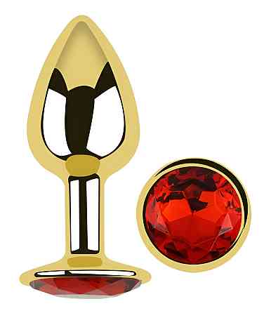 Анальная пробка с кристаллом EGZO - Gold Round Plug Red size S Sex Aura Киев