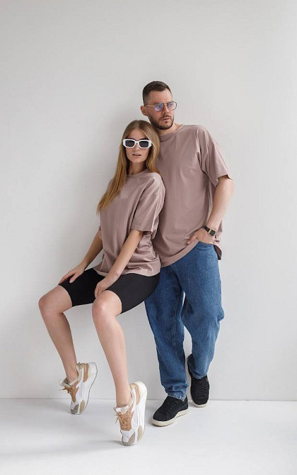 Футболка базова оверсайз чоловіча Какао M/L Харків - фото 7