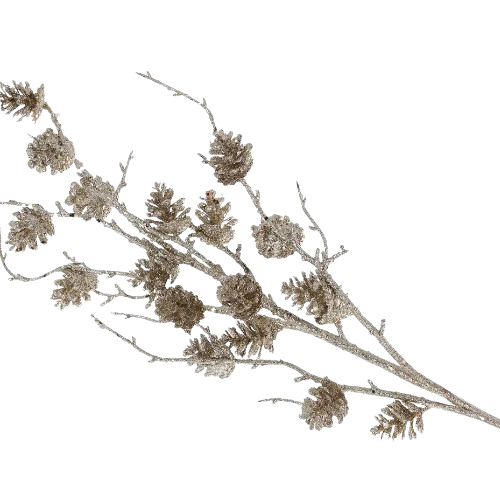 Декоративна гілка з шишками 100см, колір - шампань Житомир
