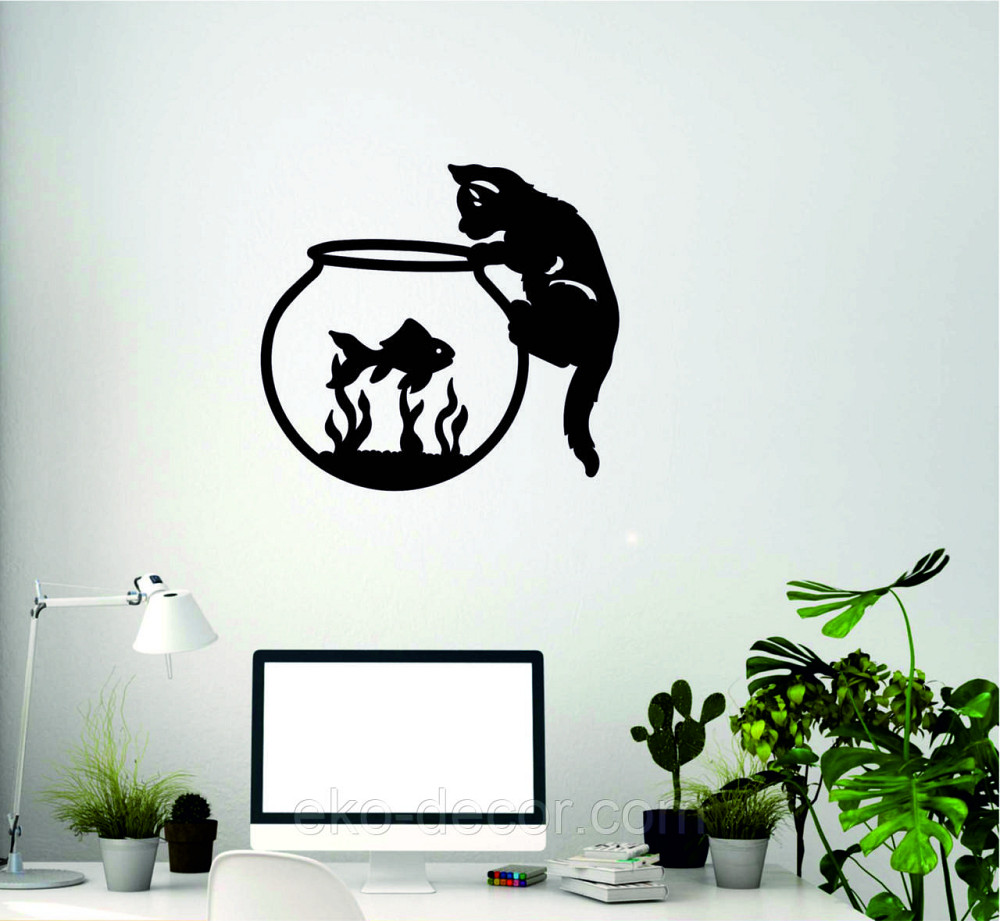 Декоративное настенное Панно «Кот» Декор на стену 70*63 см, Черный Киев - изображение 9