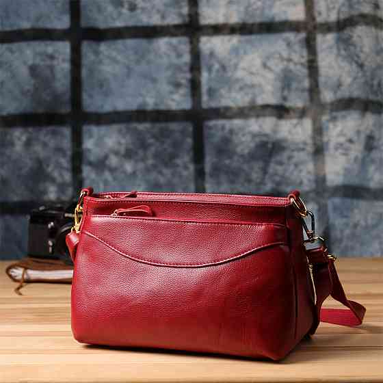 Сумка жіноча з твердим дном з натуральної шкіри Червоний (Vintage) Київ