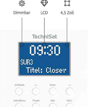 Радіо TechniSat DigitRadio UP1 білий DAB+ FM Bluetooth вбудовуване у подвійний підрозетник з будильником 2 Вт цифрові радіостанції Київ