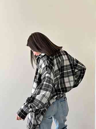 Жіноча тепла оверсайз сорочка у клітинку з турецького кашеміру Одеса