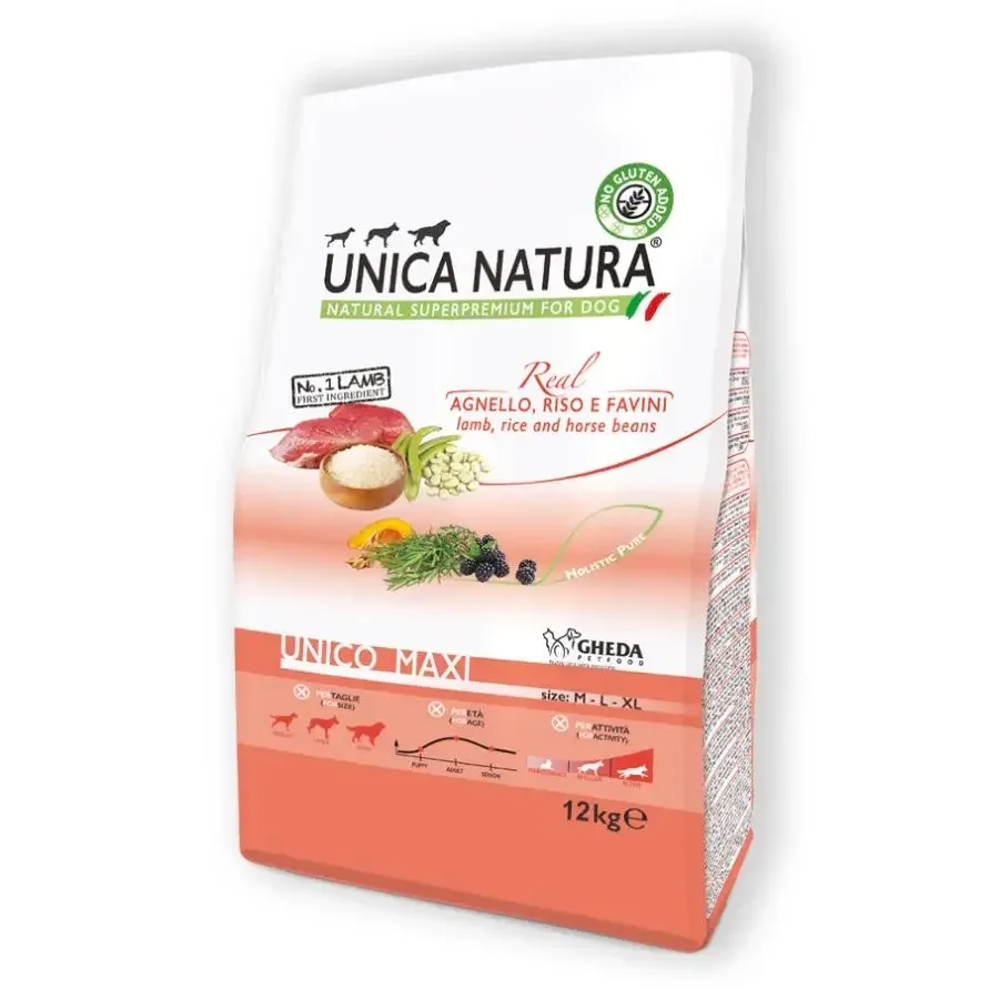 Сухой корм для собак Gheda Unica Natura Unico Maxi корм для больших пород собак (ягненок, рис, бобы), 12 кг Винница - изображение 1