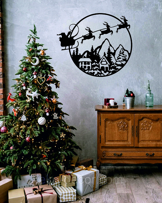 Декоративное настенное Панно «Новый год», Декор на стену 70*59 см, Черный Киев - изображение 1