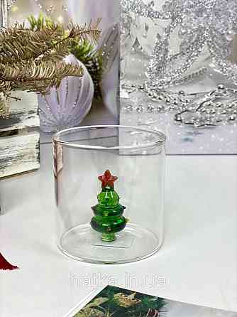 Кухоль чашка подвійне скло Olens "Зелена ялинка" 310 мл Ручне миття 102-1176 Київ