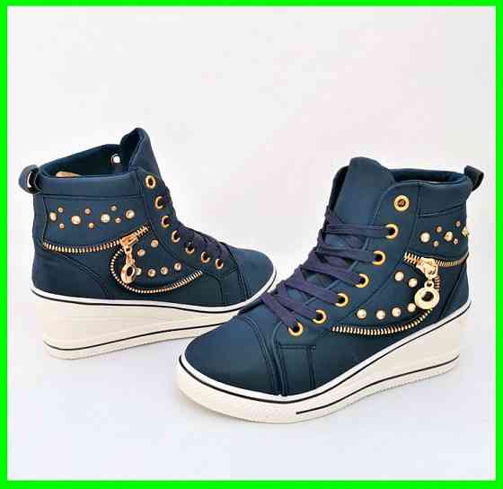 Жіночі Снікери Кросівки на Танкетці Сині Сліпони Мокасини на Платформі (розміри: 39,40) Дніпро