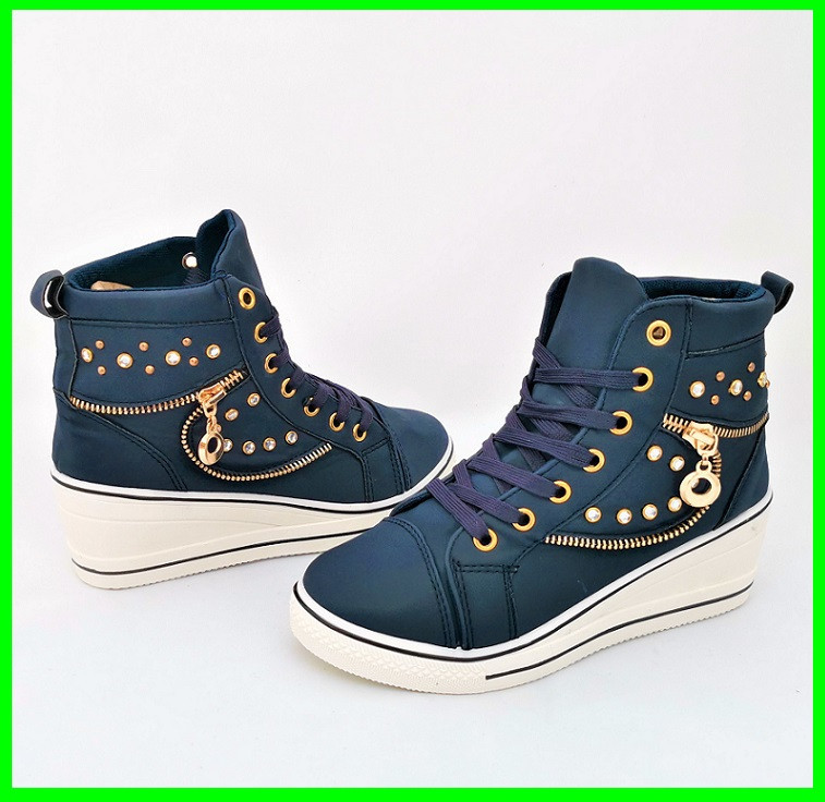 Женские Сникеры Кроссовки на Танкетке Синие Слипоны Мокасины на Платформе (размеры: 39,40) Днепр - изображение 5