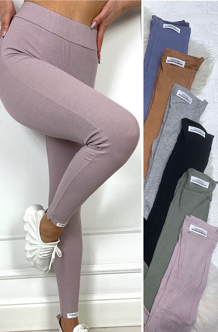 Женские леггинсы рубчик Зеленный L/XL Харьков - изображение 2