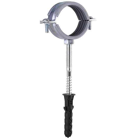 Хомут у зборі CR 1 1/2" (47-53мм) з гвинтом-шурупом 8*100 і дюбелем у уп., сірий Київ