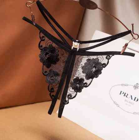 Стрінги з розрізом чорні - розмір універсальний, резинка до 90см Київ