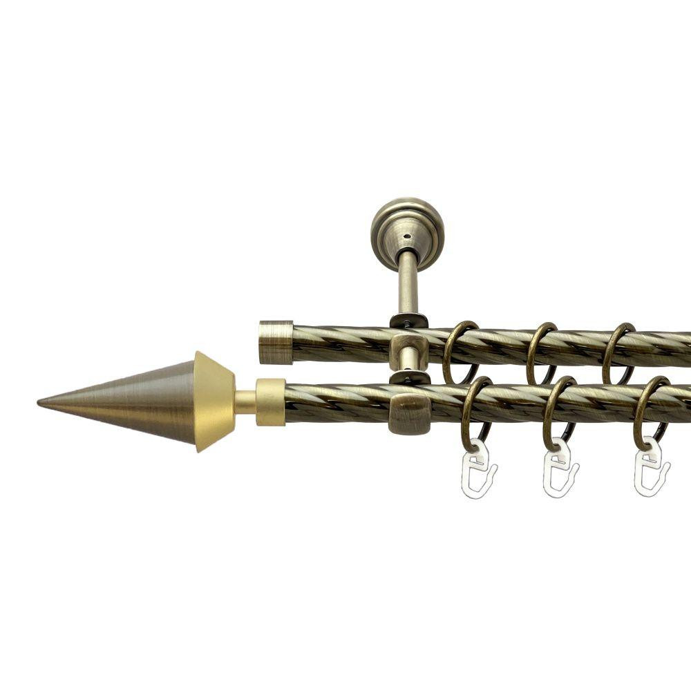 Карниз Orvit Спис металевий дворядний відкритий скручена труба кільце металеве Антик 16\16 мм 240 см Львов - изображение 1