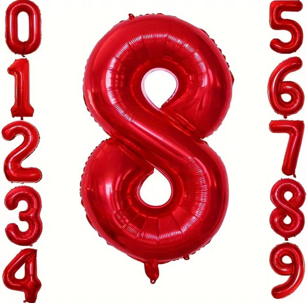 Цифра шар 8 красный 32