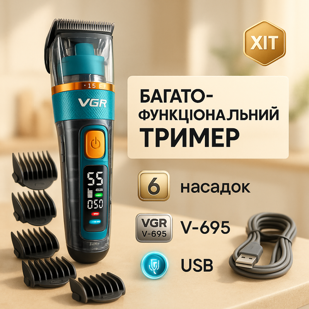 Акумуляторна машинка для стрижки і укладання волосся, Набір для видалення волосся із зарядним пристроєм MQ-65 Київ - фото 16