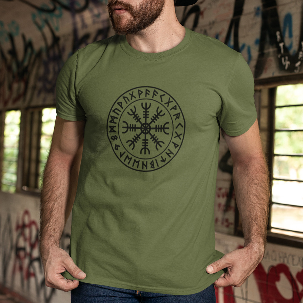 Футболка мужская "Агисхьяльм" для лета / Дизайнерская базовая футболка с украинским уникальным принт Запорожье - изображение 1