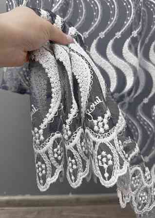 Тюль VR-Textil 1762т Фатин "Омбре" з вишивкою та люрексом Синій з білим 300х270 см (42-0770) Київ