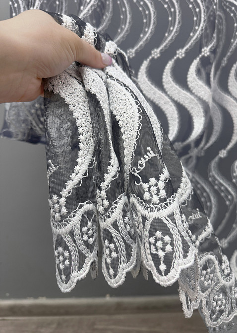 Тюль VR-Textil 1762т Фатин "Омбре" з вишивкою та люрексом Синій з білим 300х270 см (42-0770) Київ - фото 5