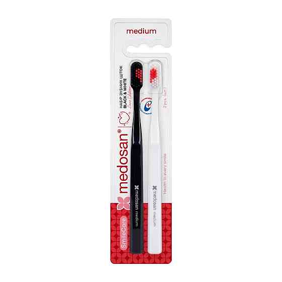 Набор зубных щеток SmileCare Medium Black & White Love edition Medosan Киев