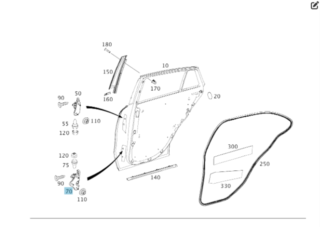Mercedes-Benz  A2927300437 Нижня петля задніх правих дверей GLE Coupe C292 Одеса - фото 2