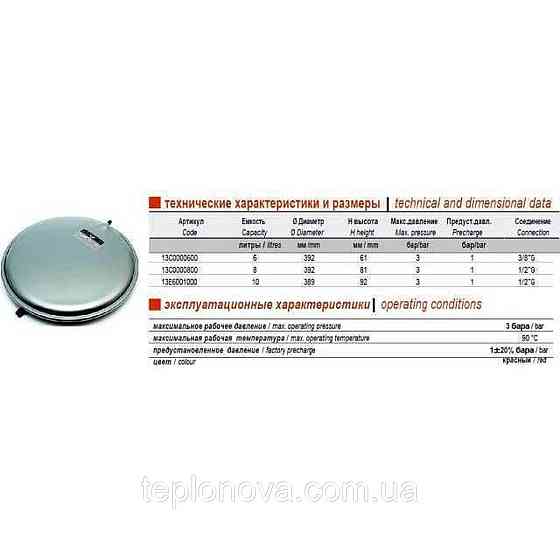 Бак Zilmet oem-pro для монтажу в котли плоский Арт. 521 8 л 3bar D. 392 СІРИЙ 3/8| ( 13C0000826) Чернівці