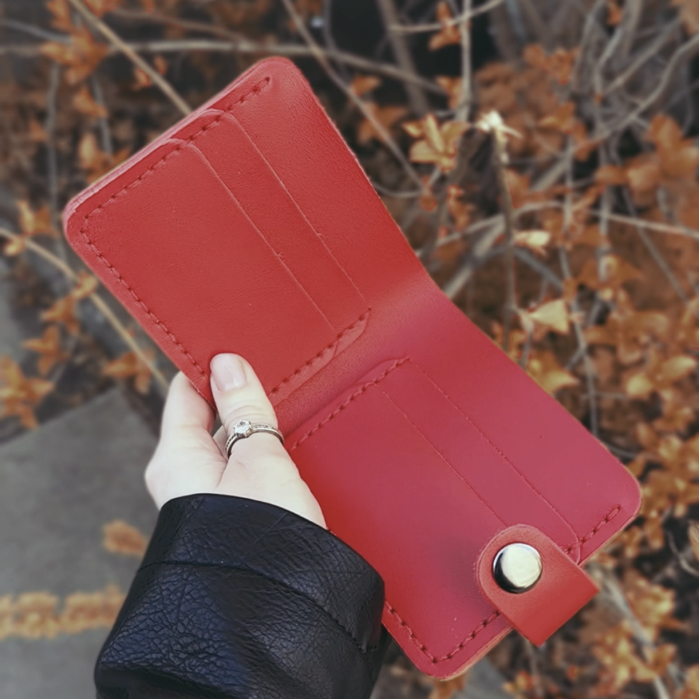 Гаманець шкіряний жіночий Червоний Біфолд маленький, стильний, модний, з відділеннями для карт та купюрMasterSem Київ - фото 5