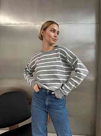 Жіночий базовий смугастий светр оверсайз шерсть 70% акрил 30% Меланж Одеса