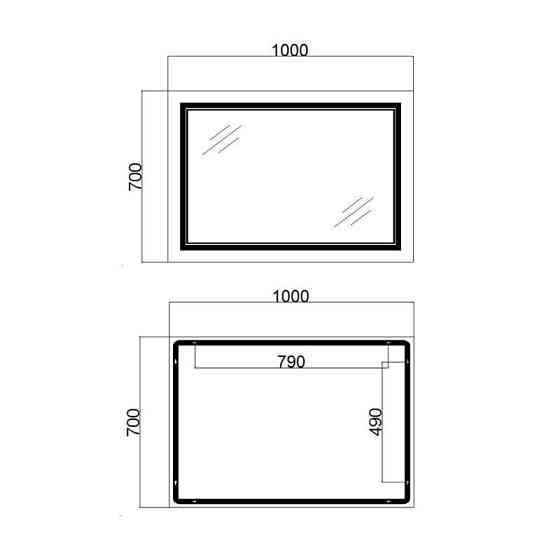 Дзеркало настінне прямокутне сенсорне Qtap Cardinal 1000х700 з LED-підсвіткою Touch, з антизапотіванням Харків