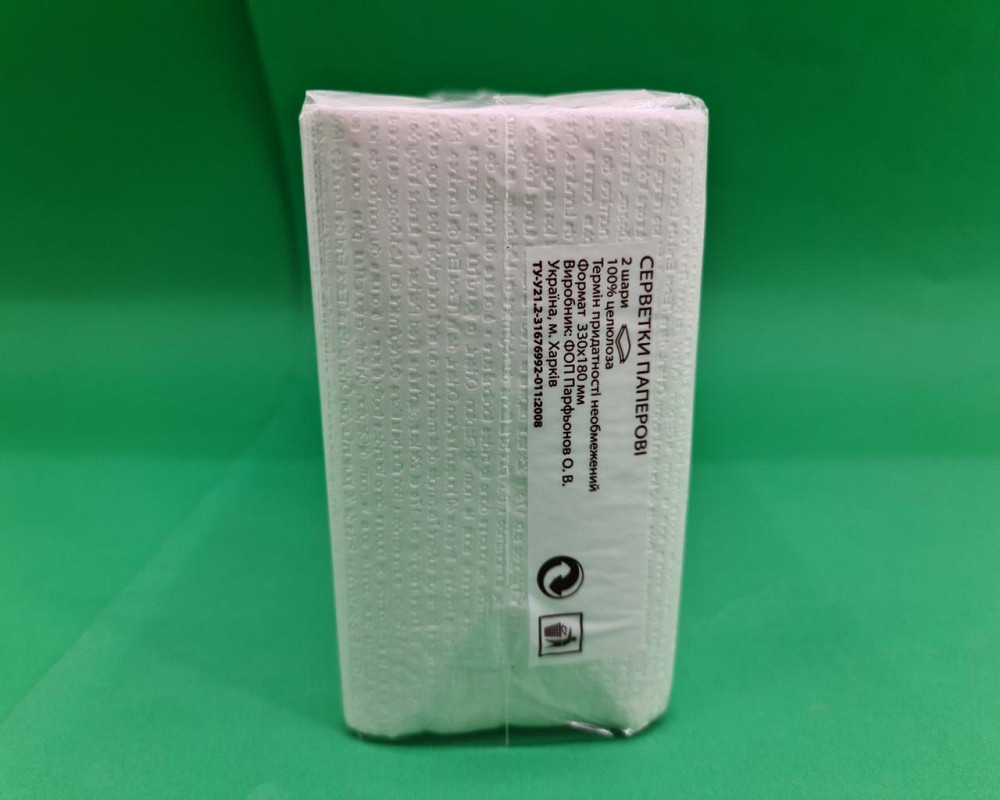 Серветка 2-вух шарні 200лист Primier банкетна (33х18) Біла (1 пачка) Харків - фото 2