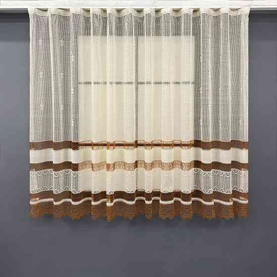 Тюль сітка VR-Textil Juli № 1876т Арка на кухню колір молочний з карамельним 200х150 см (53-0142) Київ