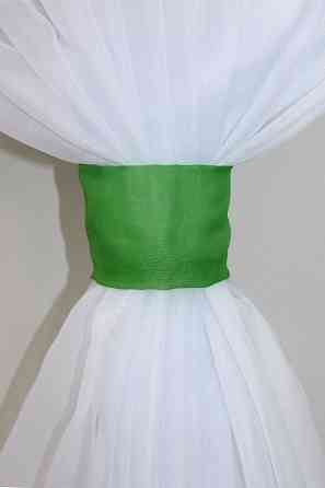 Кухонная занавеска VR-Textil № 114к ламбрекен и тюль темно-салатовый с белым 280х170 см (52-0557) Киев