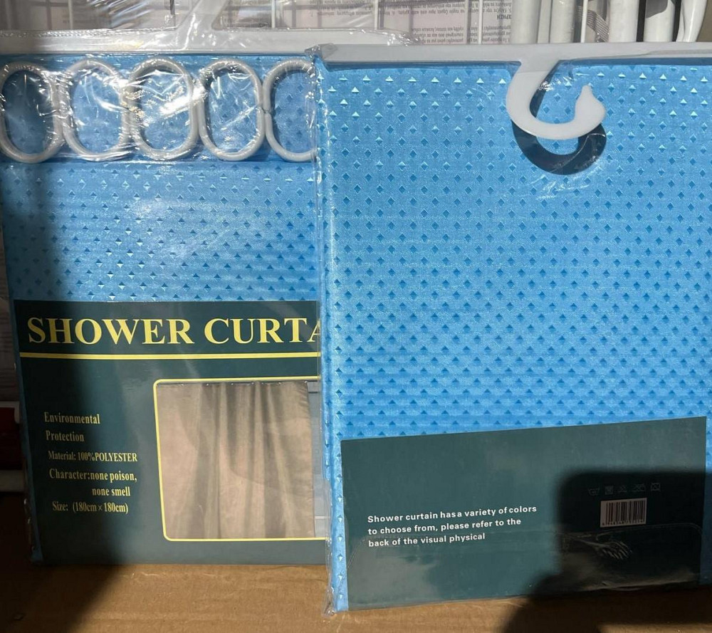 Штора для ванной Ткань Пика 180*180 см голубая Харьков - изображение 6