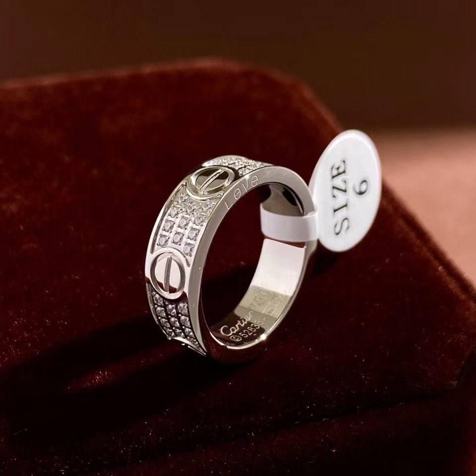 Cartier кільце LOVE з дрібним цирконієм / кільце з дрібним камінням у лимонному, рожевому та білому золоті Одеса - фото 6