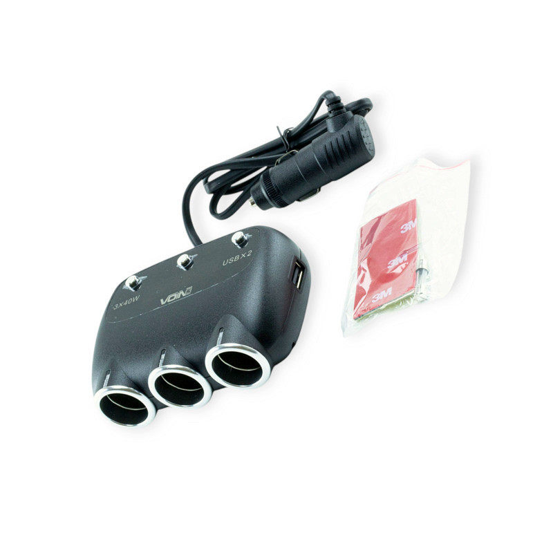 Разветвитель прикур. 3 вых. 10А, 120Вт, 2 USB 2.4А, провод 0,83м, Евро, В-метр, А-метр Мукачево - изображение 1