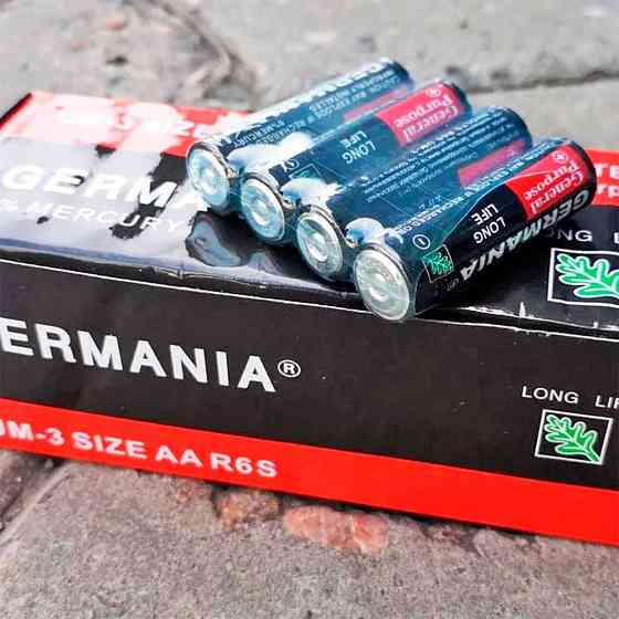 Пальчиковая батарейка AA (1,5В) R6S, Germania / Качественная одноразовая батарейка Киев