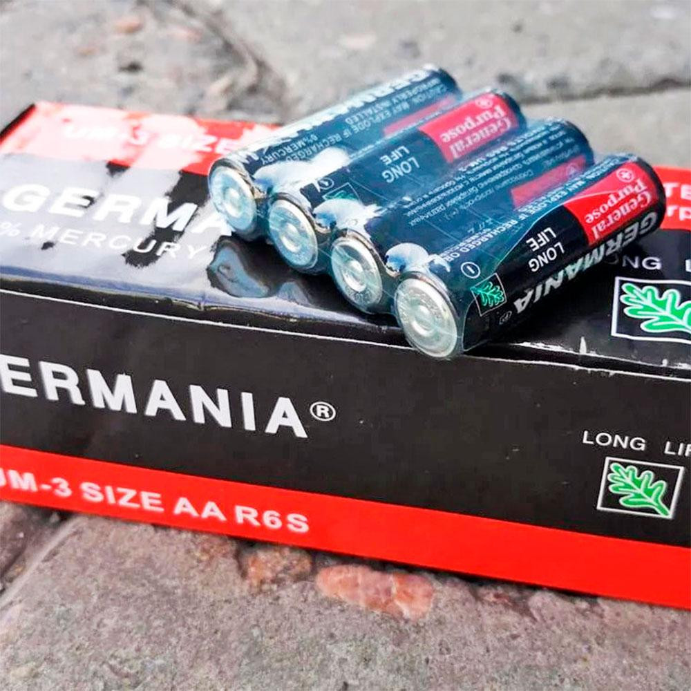 Пальчиковая батарейка AA (1,5В) R6S, Germania / Качественная одноразовая батарейка Киев - изображение 5