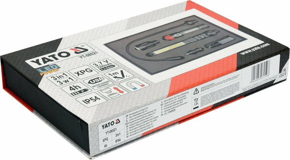 Ліхтар з обладунками 3 в 1 YATO для ремонтних робіт з зарядним пристроєм, в футлярі [10] Одесса - изображение 6