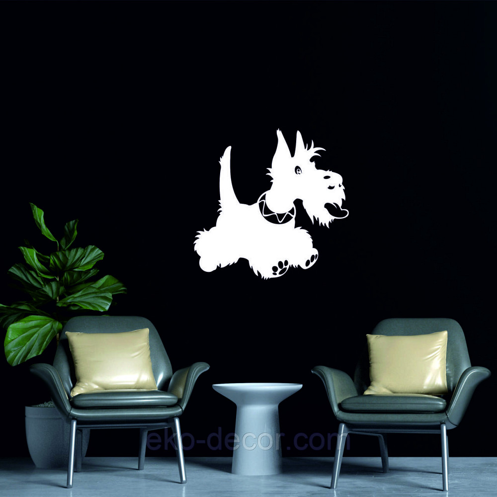 Декоративне настінне Панно «Шотланський тер'єр», Декор на стіну 70*70 см, Білий Київ - фото 3