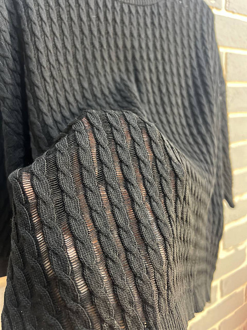 Джемпер женский KARON 10646 полупрозрачный реглан ажурная вязка косичка короткий рукав one size, черный, one size Киев - изображение 13