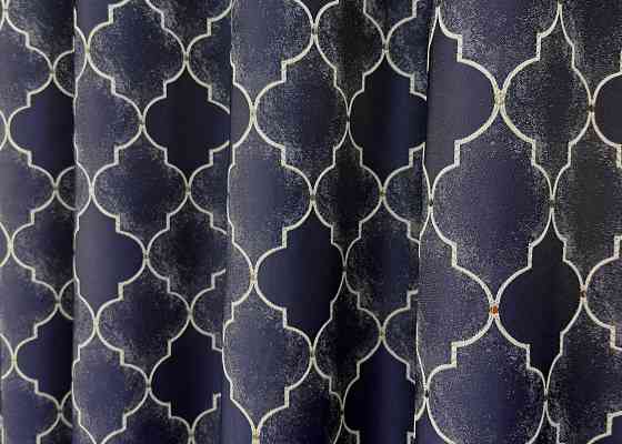Шторна тканина жакард, колеція "SAPFIR" колір темно-синій з молочним 1751ш Київ
