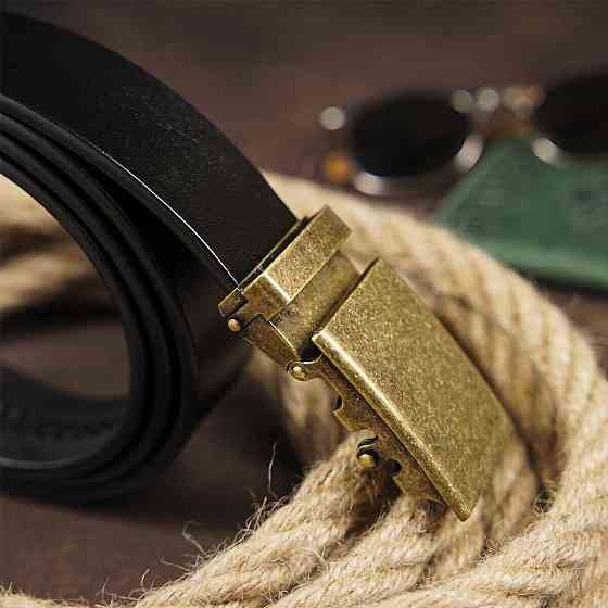 Ремінь чоловічий з пряжкою латунь Vintage 20263 Чорний Київ