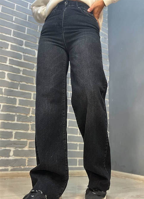 Джинсы женские Twin 1265 Straight fit палаццо широкие от бедра стрейчевые, черный, 36, 36, 79 см, 10 Одесса - изображение 2