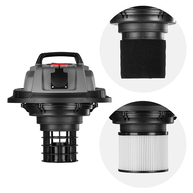 Пилосос INTERTOOL DT-1025, 1,4 кВт, >17 кПа, бак 20 л , розетка, HEPA фільтр, шланг 3 м - з металевим корпусом Львів - фото 7