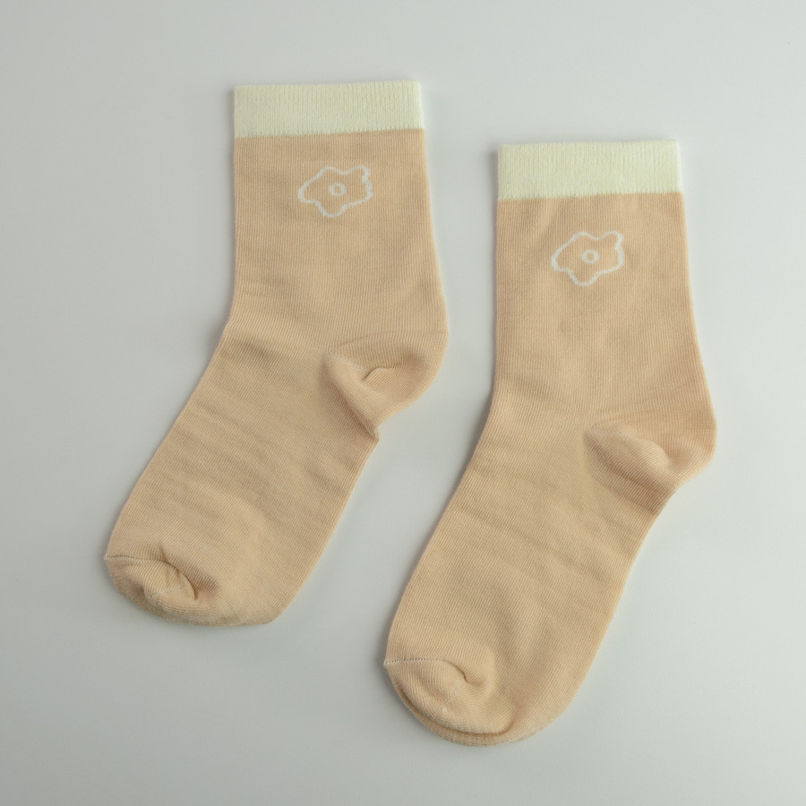 Демісезонні шкарпетки жіночі класичні з квіткою GM Textile Високі 36-41 Бежевий Суми - фото 2