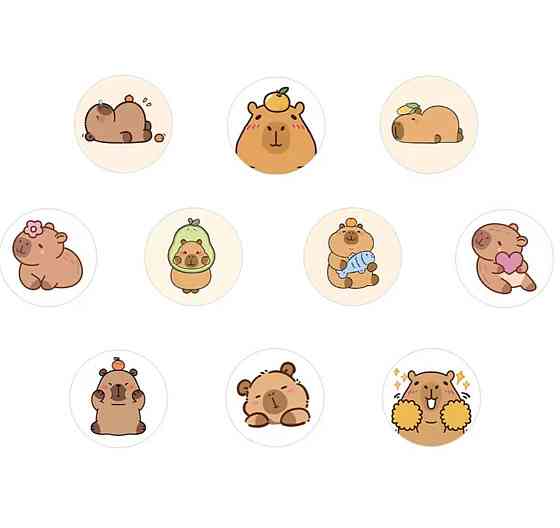 Наклейки капибара 500 шт набор стикеров милые животные для телефона ноутбука скрапбукинга Киев