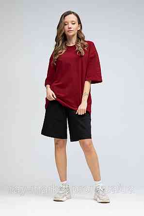 Костюм футболка оверсайз бордова та шорти чорні RAY BASIC жіночий (U1801W-Burg-Black) XL Київ