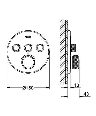 Термостат прихованого монтажу на 3 споживача Grohe Grohtherm SmartControl   ( 29121000 ) 22578 Харків