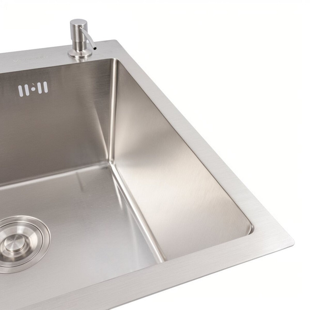 VALESO Кухонна мийка 50*50 нержавійка Valeso Handmade (сифон круглий, 2,0/0,5) Киев - изображение 4