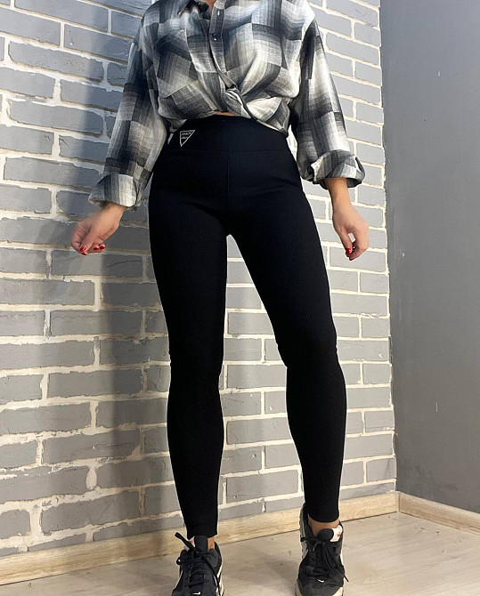 Лосини жіночі Ластівка 5247 рубчик широкий пояс утеплені на хутрі чорні, чорний, S Київ - фото 10